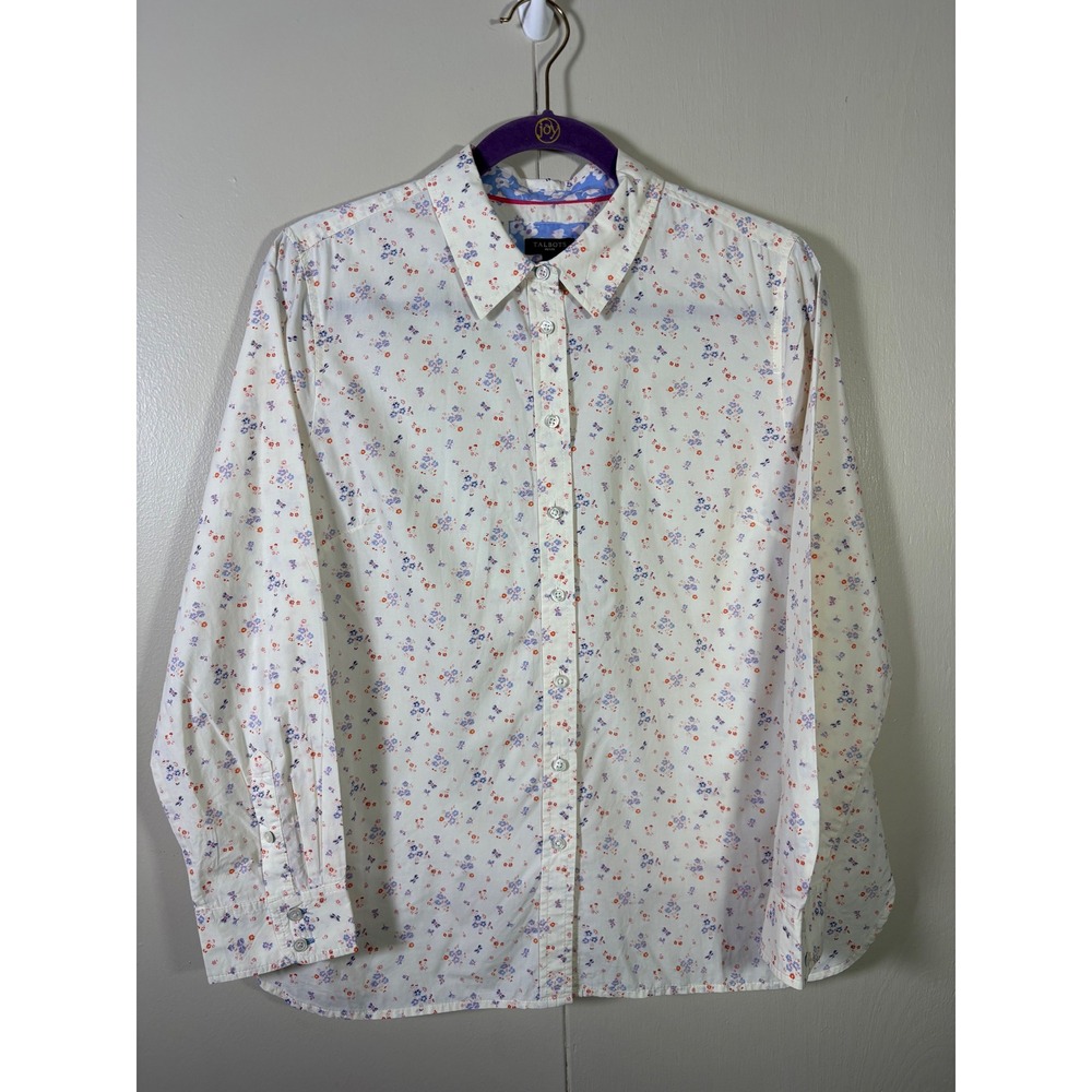 Talbots LP Floral Button Down Shirt Long Sleeve White Preppy Ditsy Cottagecore
